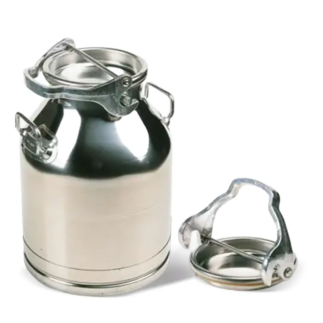 Bidone in acciaio inox Condor con chiusura ermetica a leva e guarnizione per conservazione di latte, vino e liquidi alimentari.